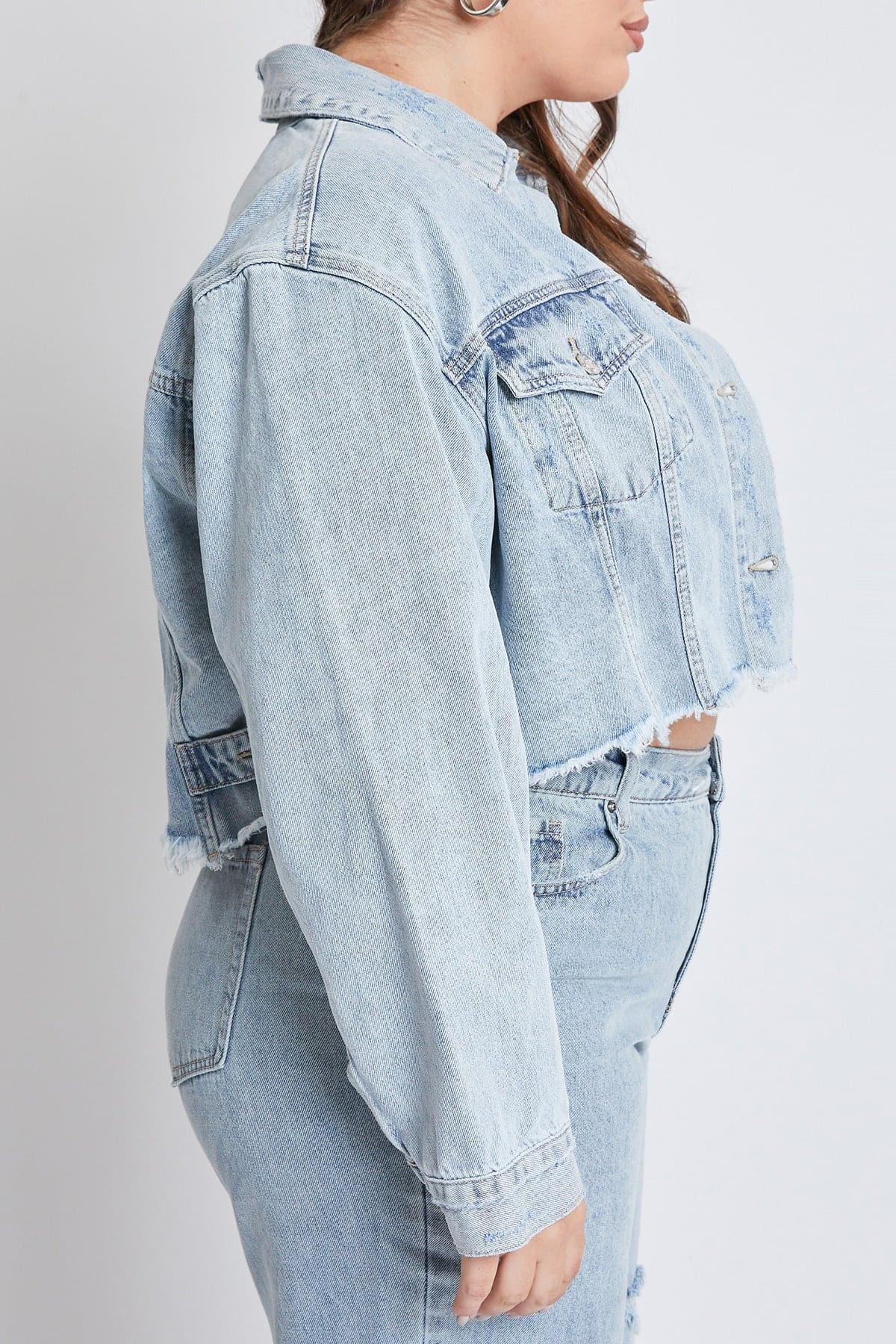 Women's Plus Cropped Denim Jacket YMI JEANS