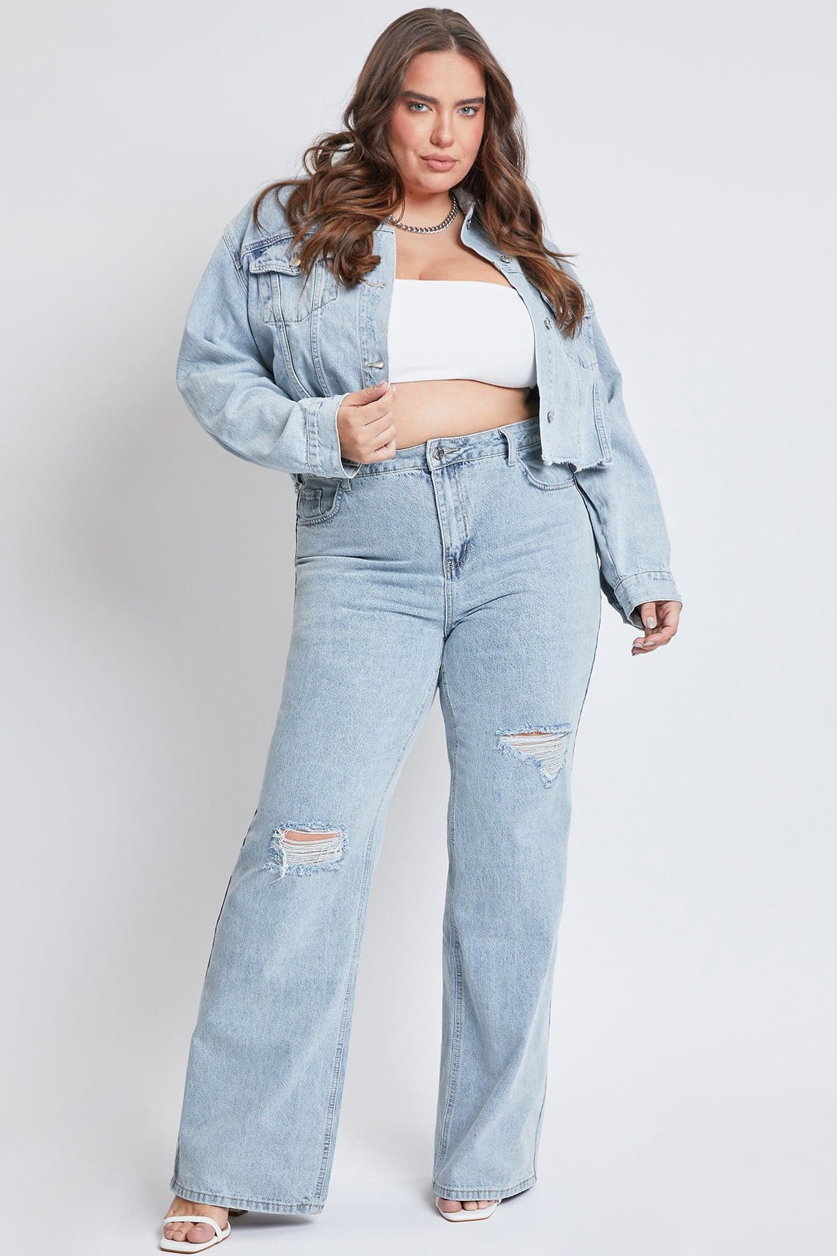 Women's Plus Cropped Denim Jacket YMI JEANS