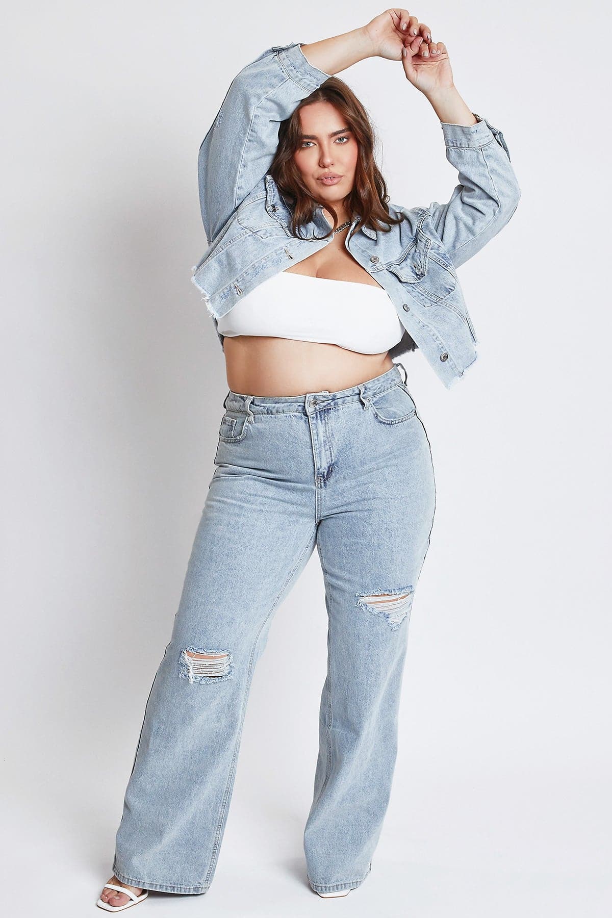 Women's Plus High Rise Relaxed Wide Leg Jeans YMI JEANS