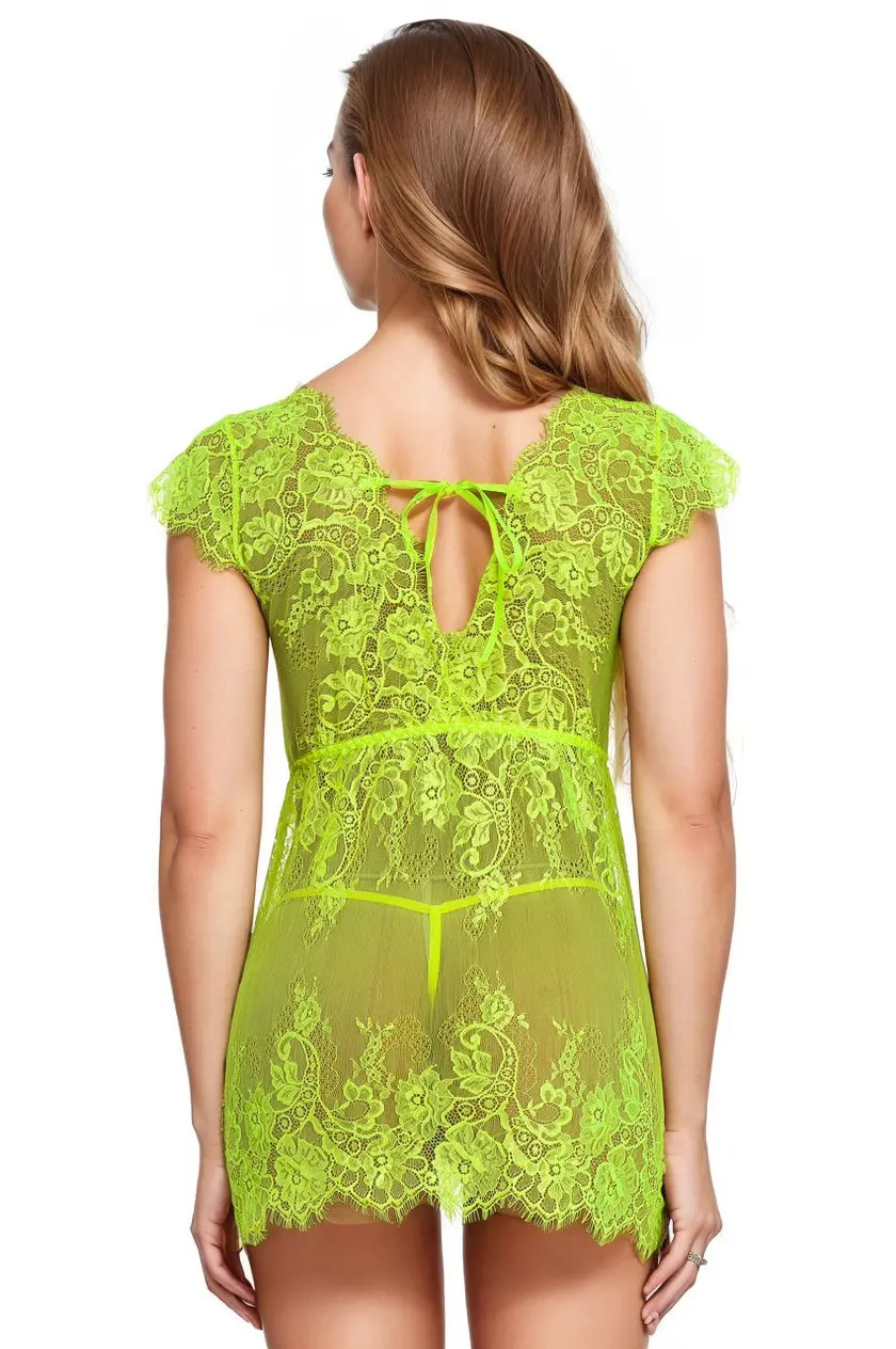 Lacy Cap Sleeve Babydoll 3wishes.com