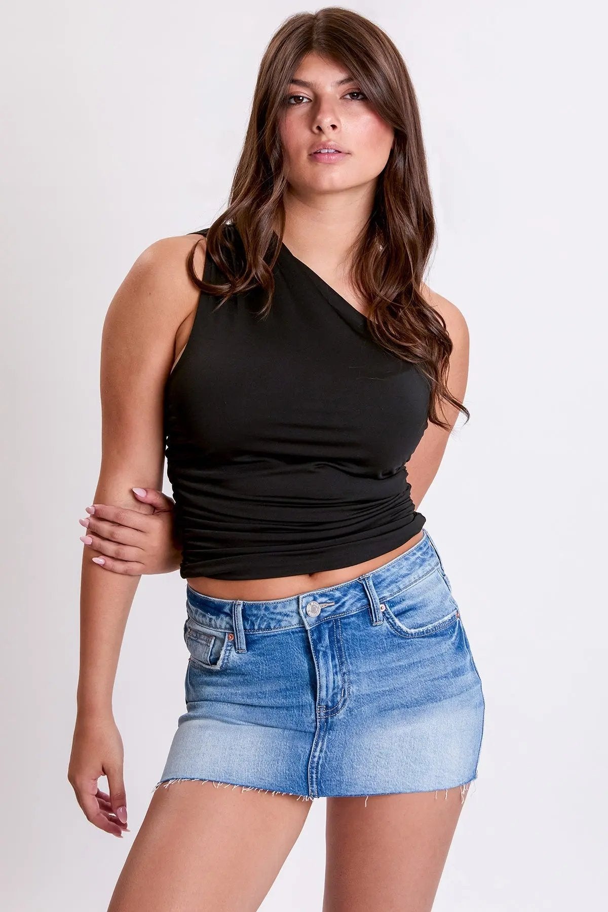 Women's Luxe Micro Mini Skirt With Raw Hem - Love Salve