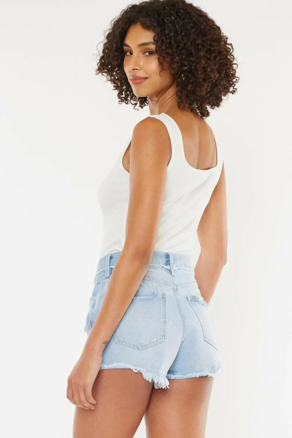 Kancan button-fly distressed shorts - Love Salve 