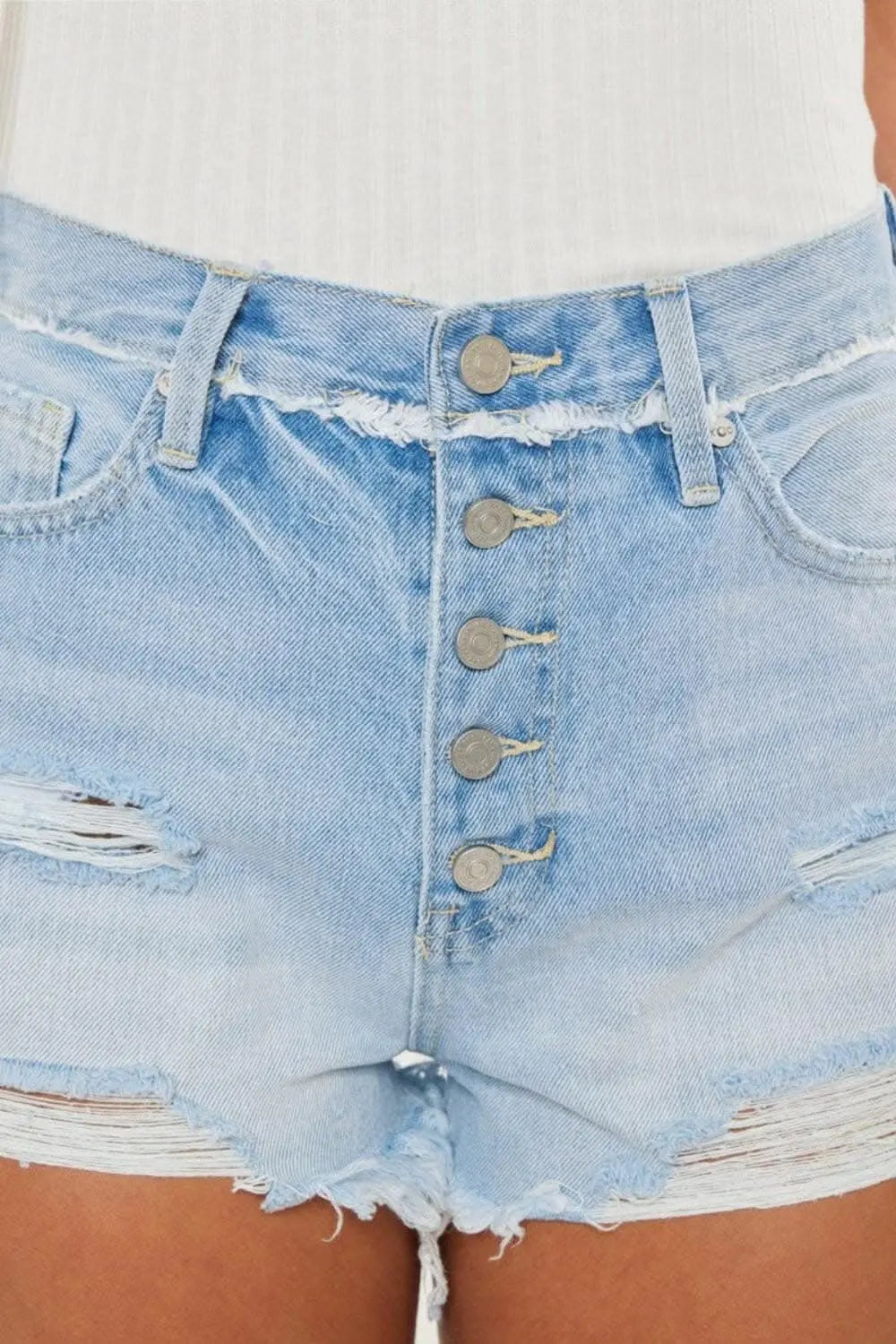 Kancan button-fly distressed shorts - Love Salve 