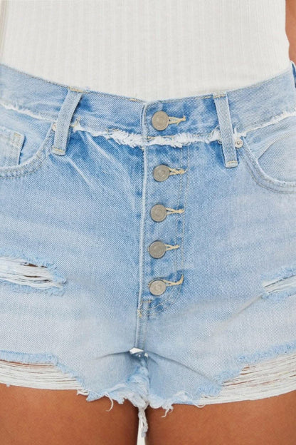 Kancan button-fly distressed shorts - Love Salve 