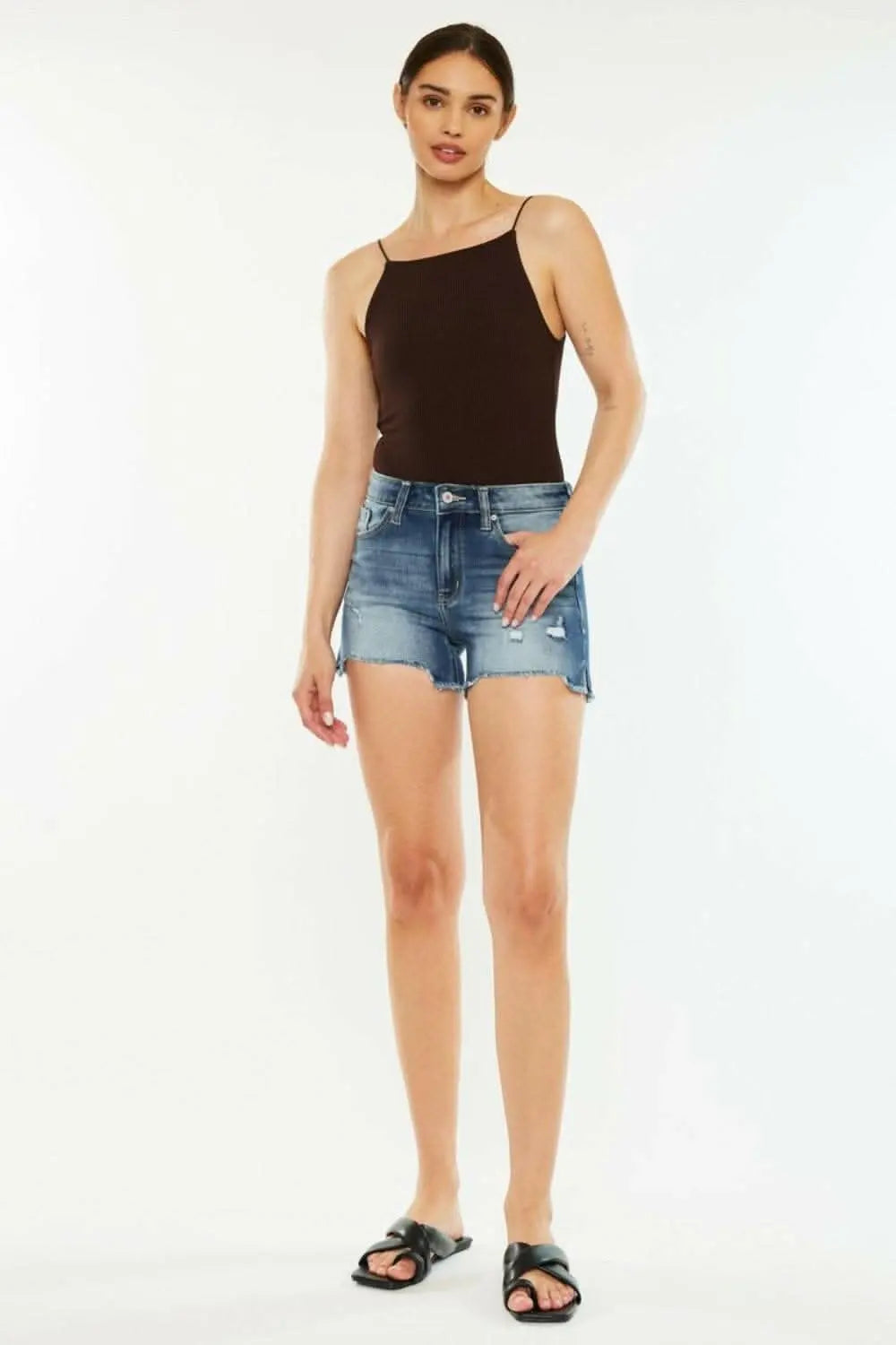 Kancan high-waisted denim shorts - Love Salve 