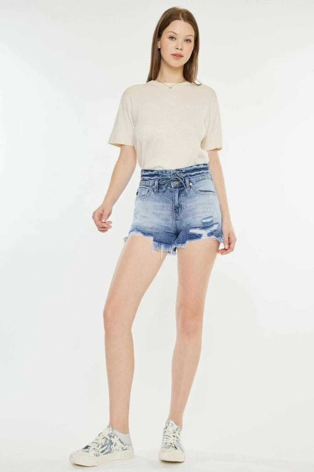 Kancan high rise frayed hem shorts - Love Salve 