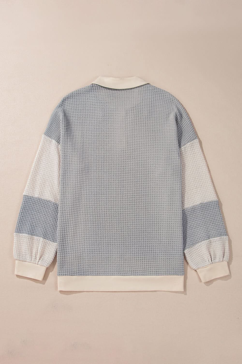 Khaki Textured Colorblock Collared Henley Top - Love Salve 