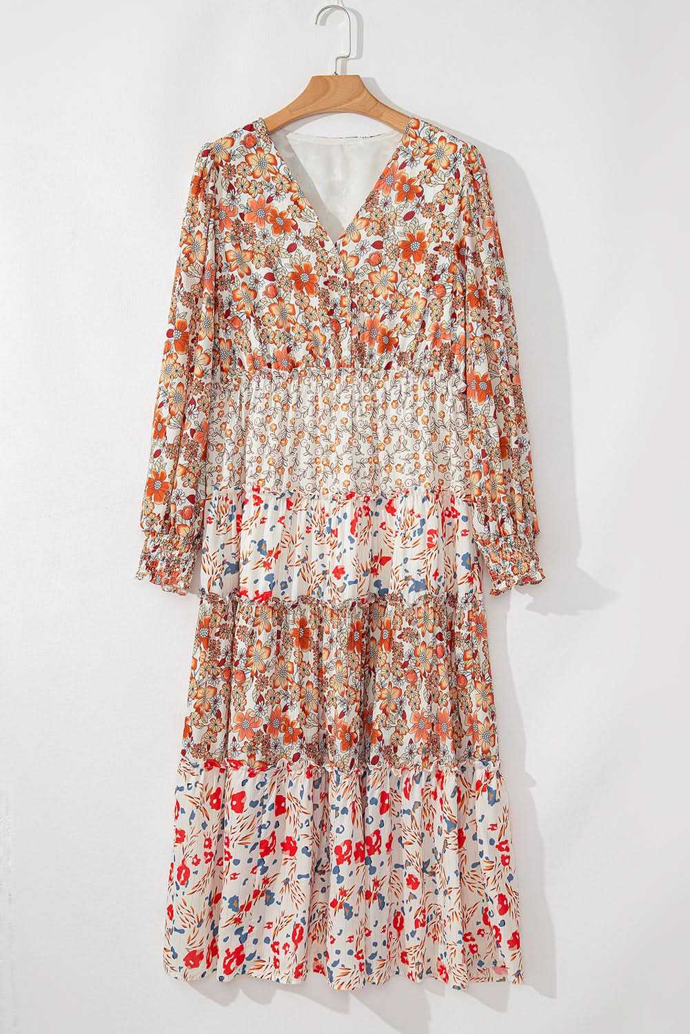 Khaki floral plus size maxi dress - Love Salve 