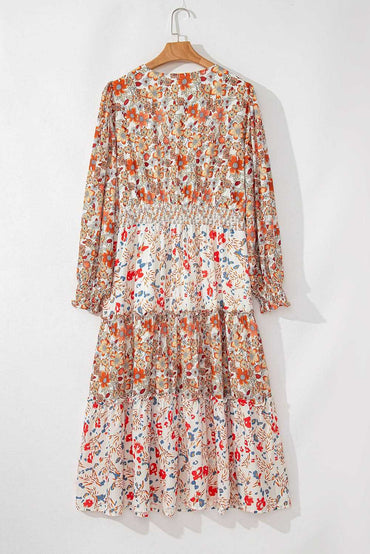 Khaki floral plus size maxi dress - Love Salve 