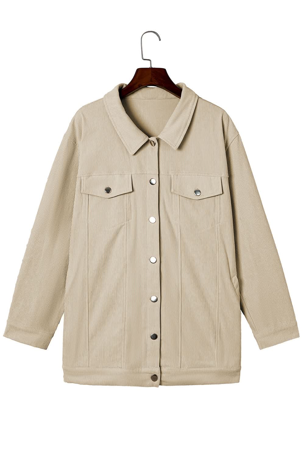 Khaki plus size corduroy jacket - Love Salve 