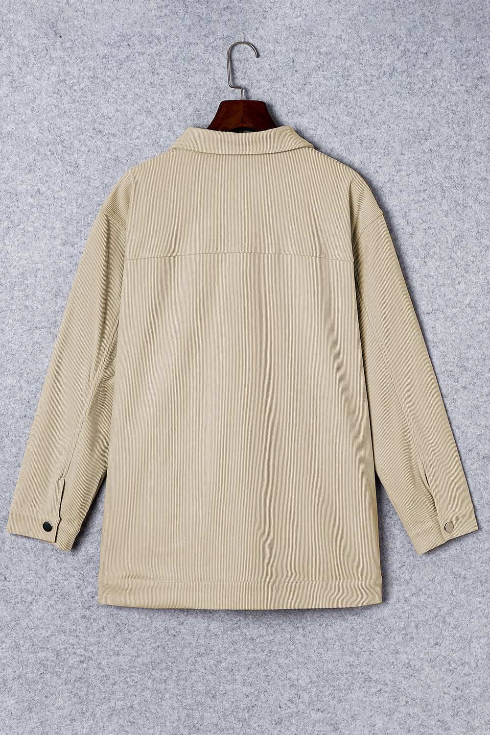 Khaki plus size corduroy jacket - Love Salve 