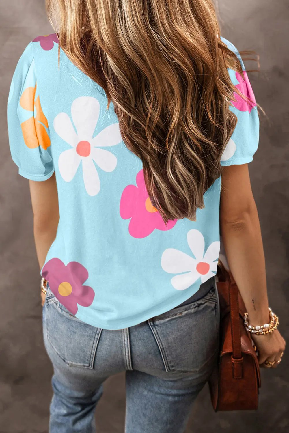 Macy Flower Print Bubble Sleeve Summer Tee - Love Salve 