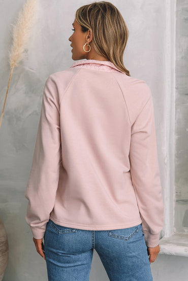Jocelyn Textured Quarter Zip Raglan Sleeve Sweatshirt - Love Salve 