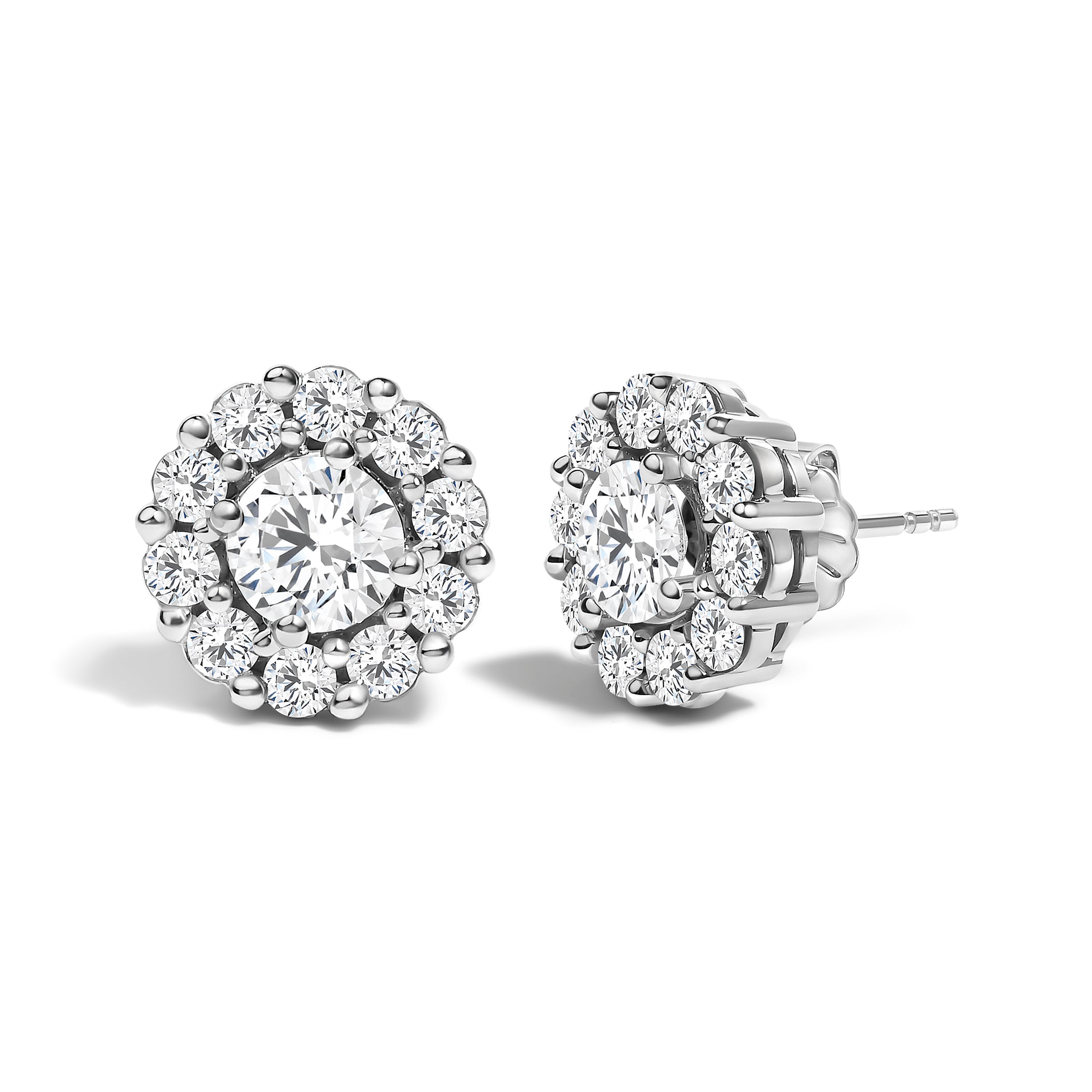 10K White Gold 3.0 Cttw Lab Grown Diamond Halo Stud Earrings