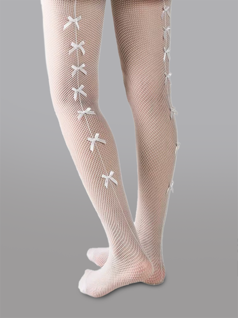 Heart Polka Dot Tights With Cute Bow Accent For Women Hello.LA.Girl