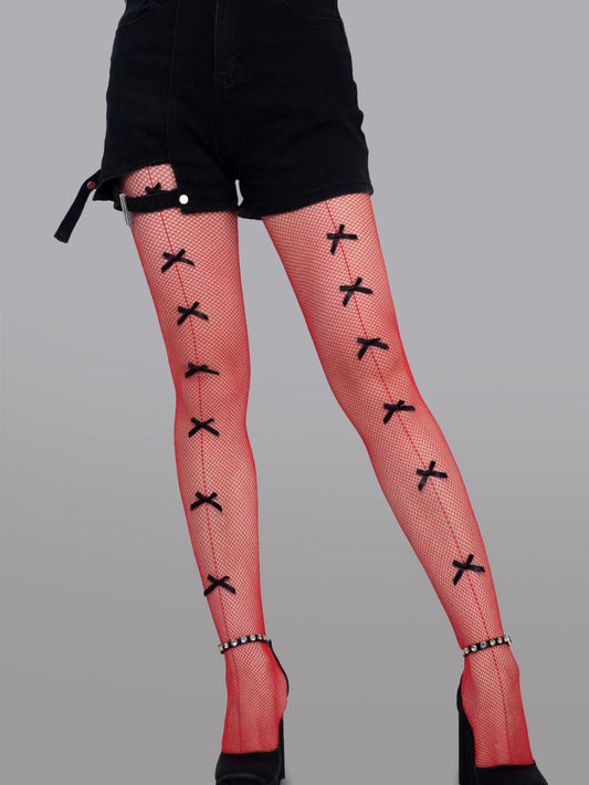 Heart Polka Dot Tights With Cute Bow Accent For Women Hello.LA.Girl