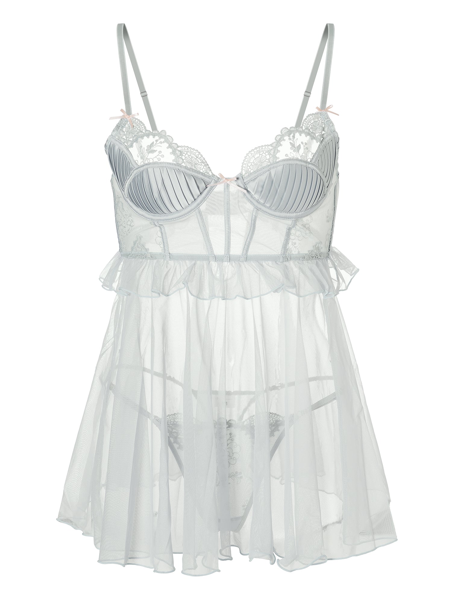 Elegant Embroidered Lace Slip Dress Polyester Elastane Hello.LA.Girl