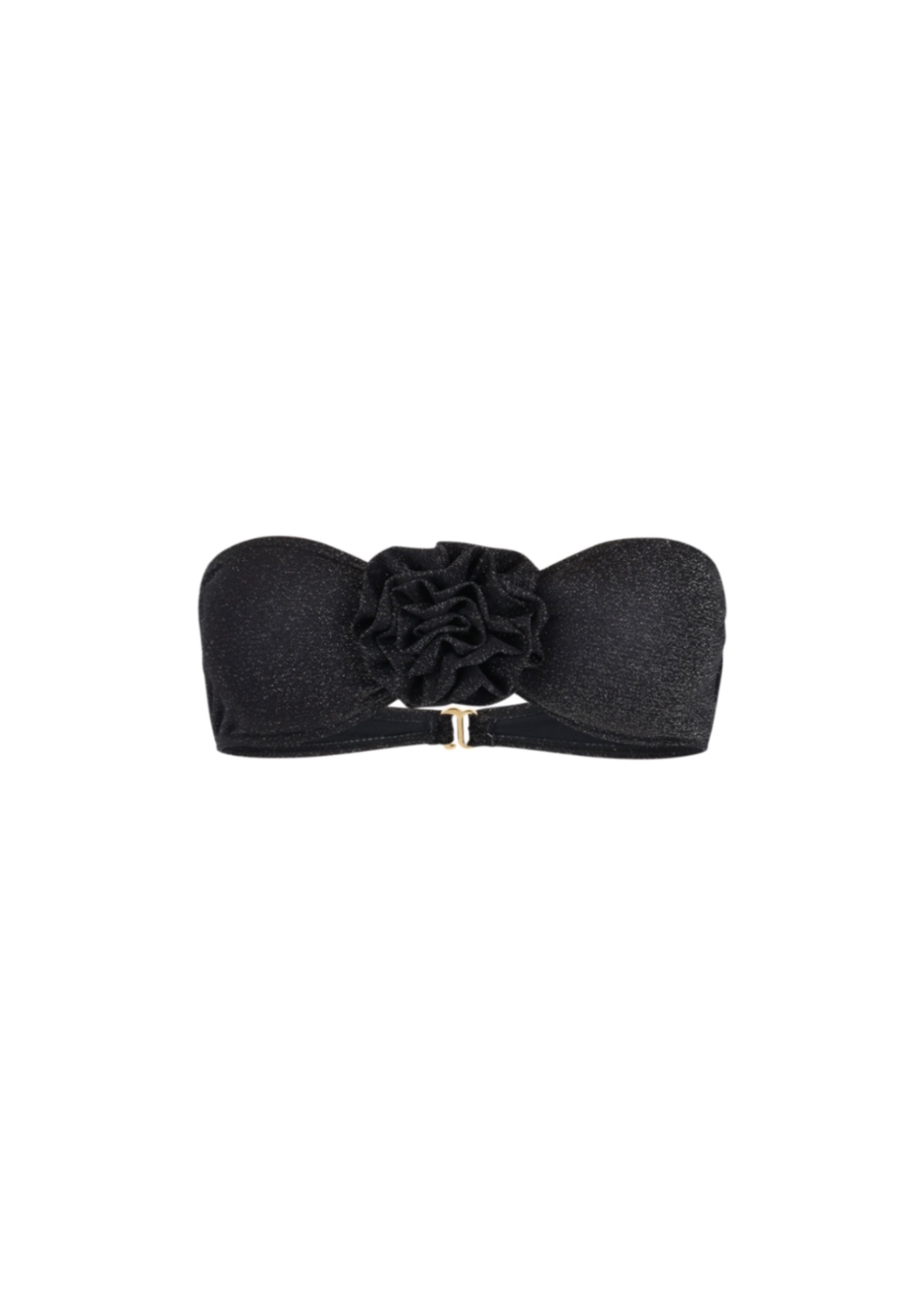 LaRosa Strapless Bikini Top with Intricate Rose Motif and Silver Lurex Detail - Love Salve 