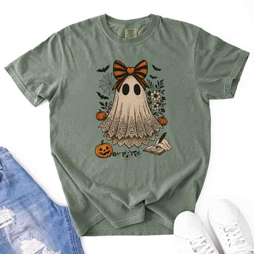 Lace Ghost Comfort Colors Halloween Shirt – Women’s Spooky Tee Adorb Custom Tees
