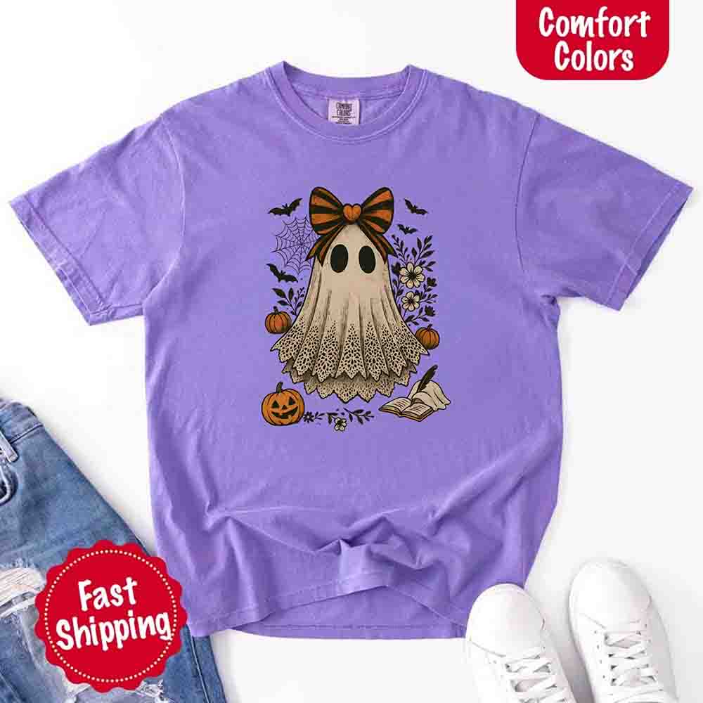 Lace Ghost Comfort Colors Halloween Shirt – Women’s Spooky Tee Adorb Custom Tees