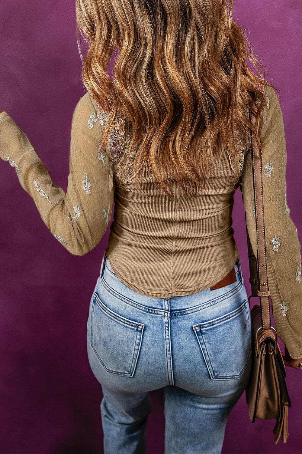 Lace detail long sleeve blouse - Love Salve 