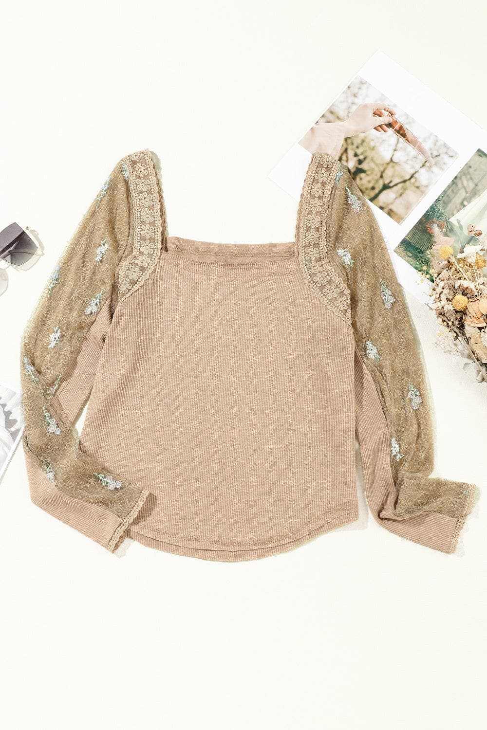 Lace detail long sleeve blouse - Love Salve 