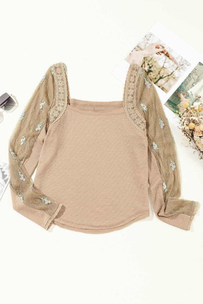 Lace detail long sleeve blouse - Love Salve 
