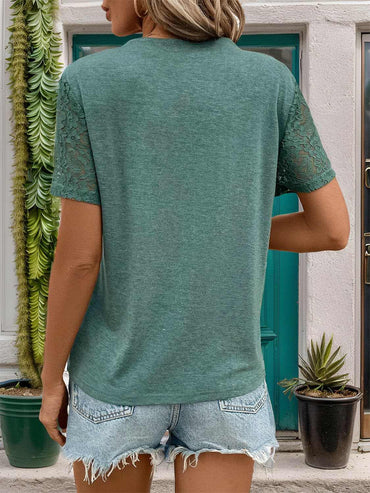 Lace detail notched tee - S to XL - Love Salve 