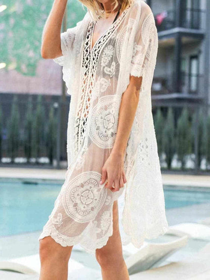 Lace v-neck beach cover-up - Love Salve 