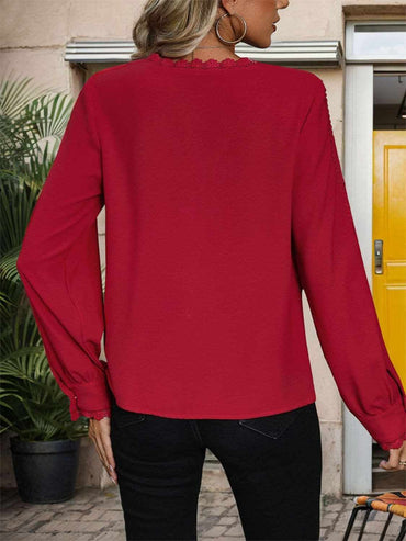 Lace v-neck long sleeve top - Love Salve 