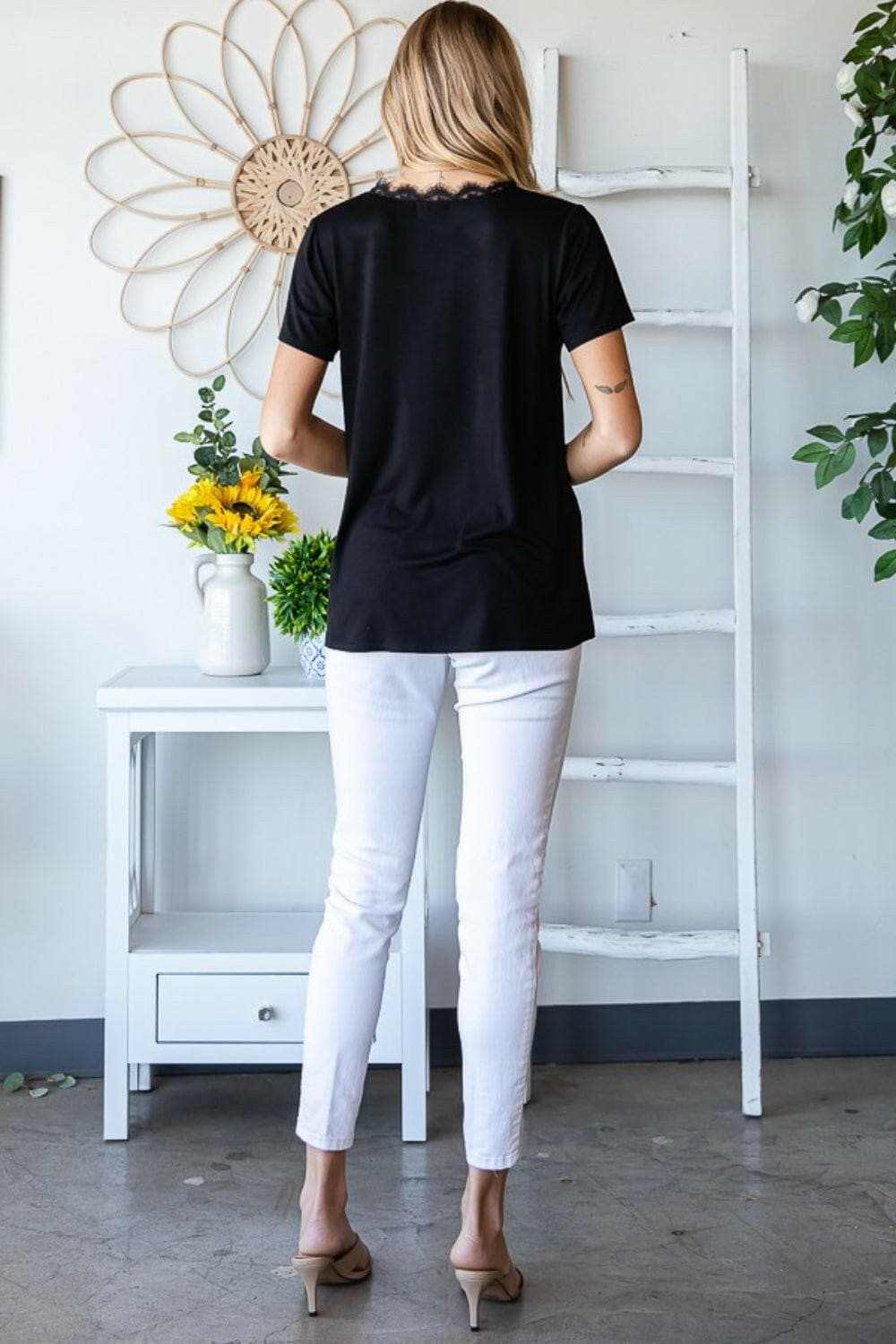 Lace v-neck short sleeve tee by Heimish 
