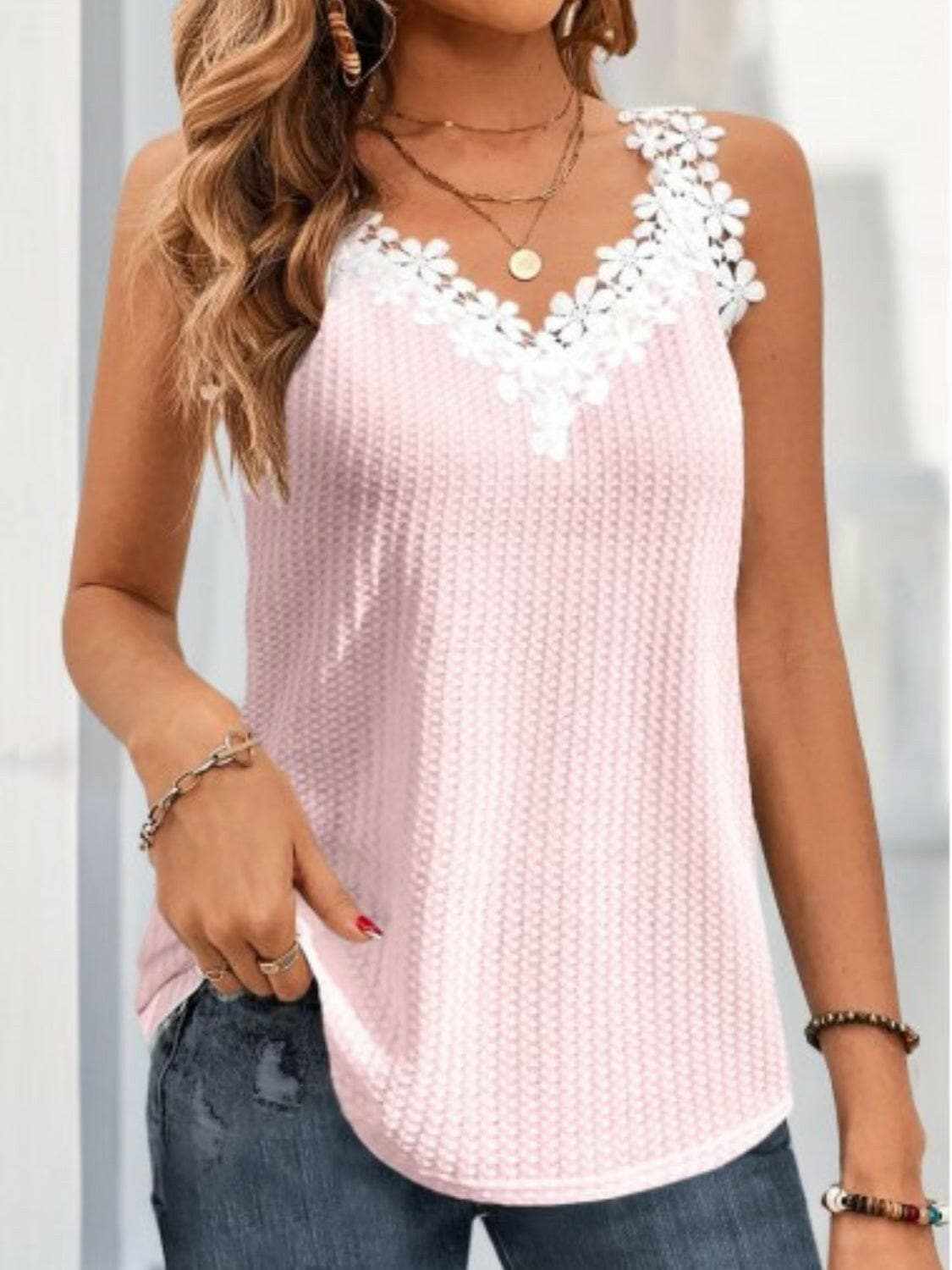 Lace v-neck tank top - elegant design 