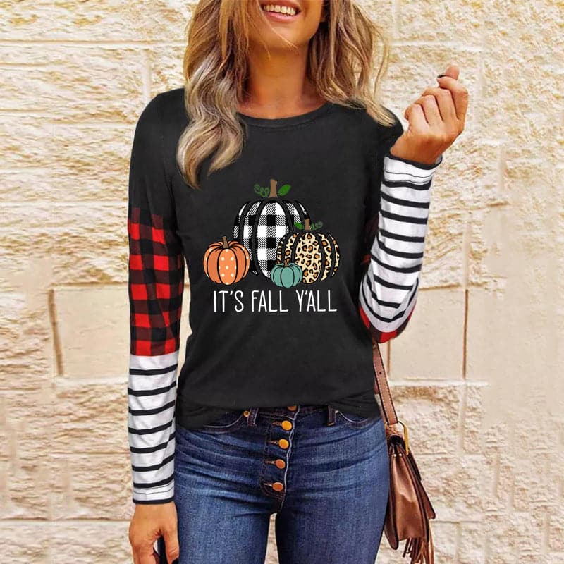 Spook-tacular women's patchwork knit top for Halloween fun