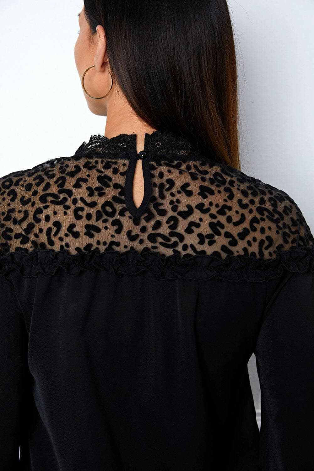 Leopard frill sleeve blouse - Love Salve 