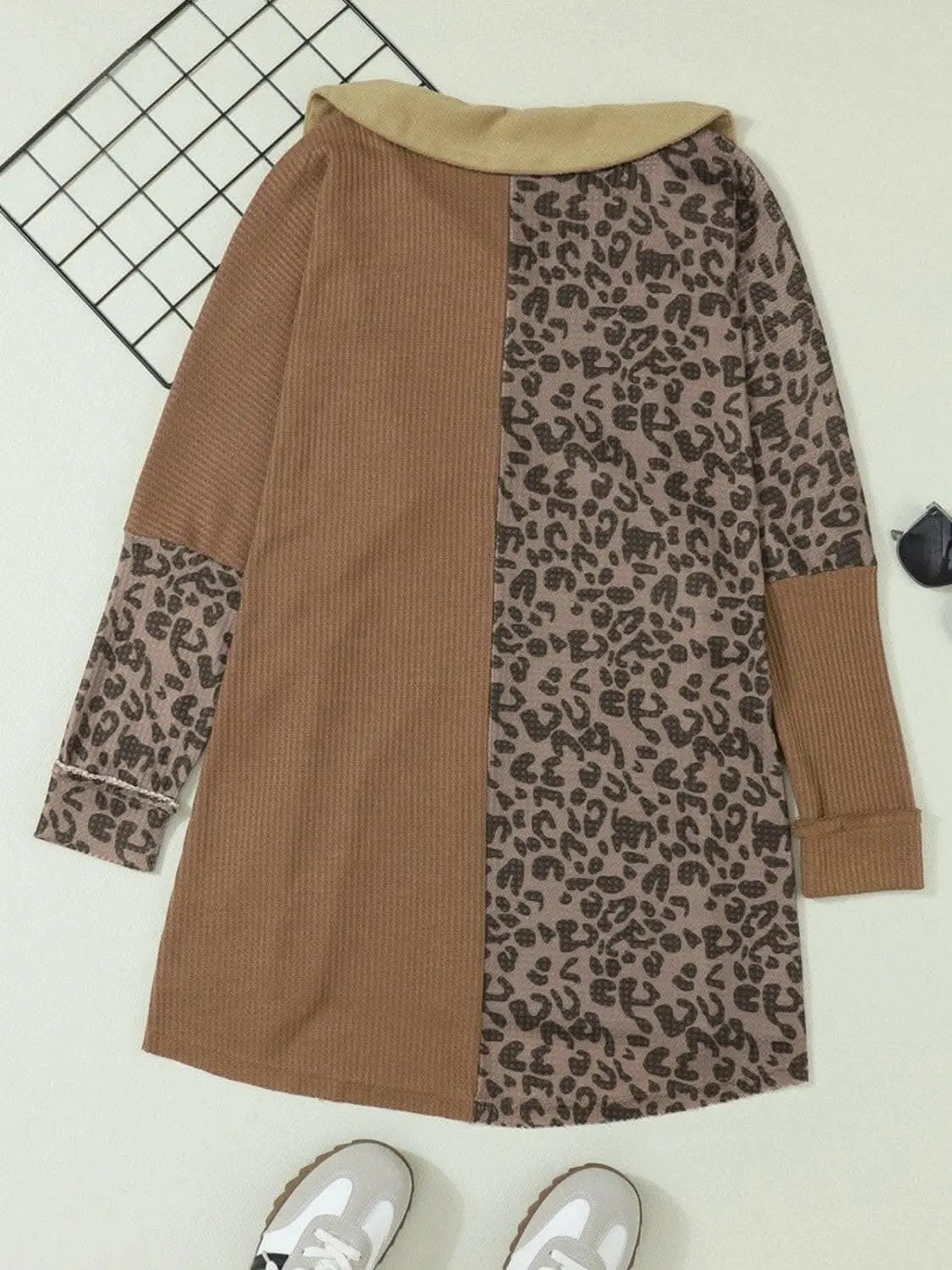 Leopard print half-button blouse - Love Salve 