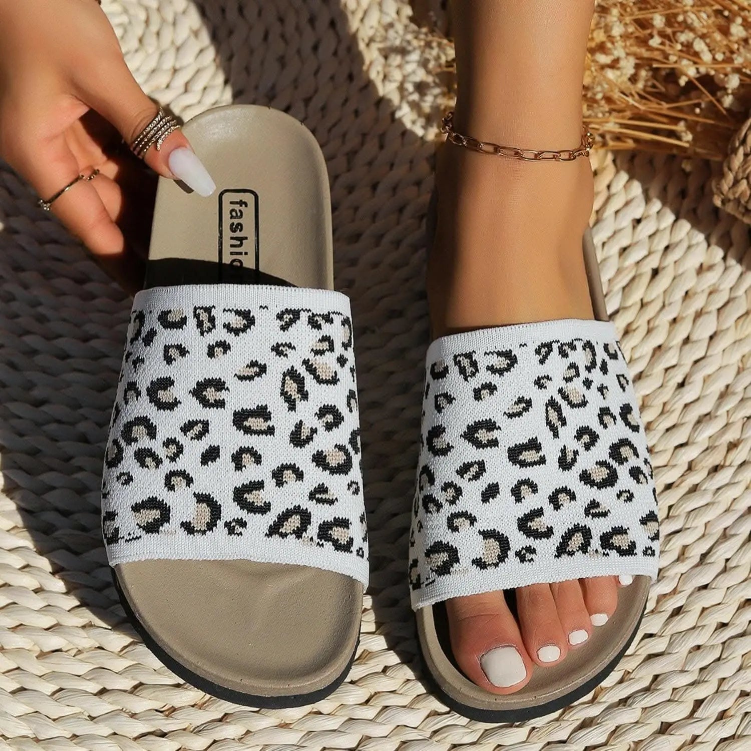 Leopard print open toe sandals - Love Salve 