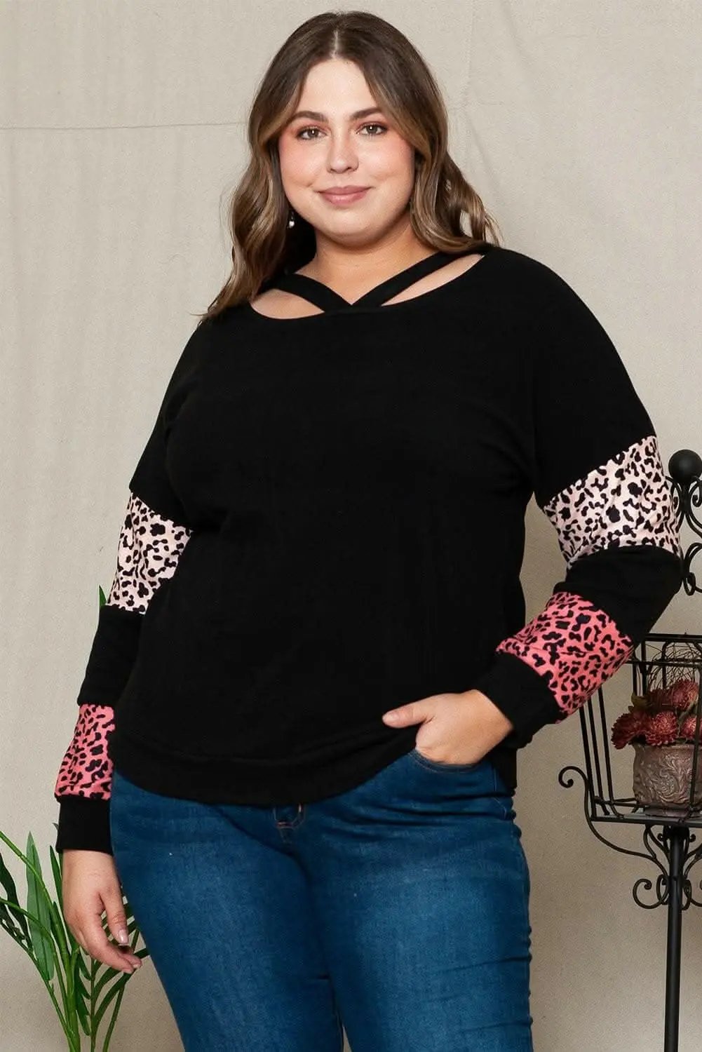 Leopard print oversized tee 1XL-4XL - Love Salve 