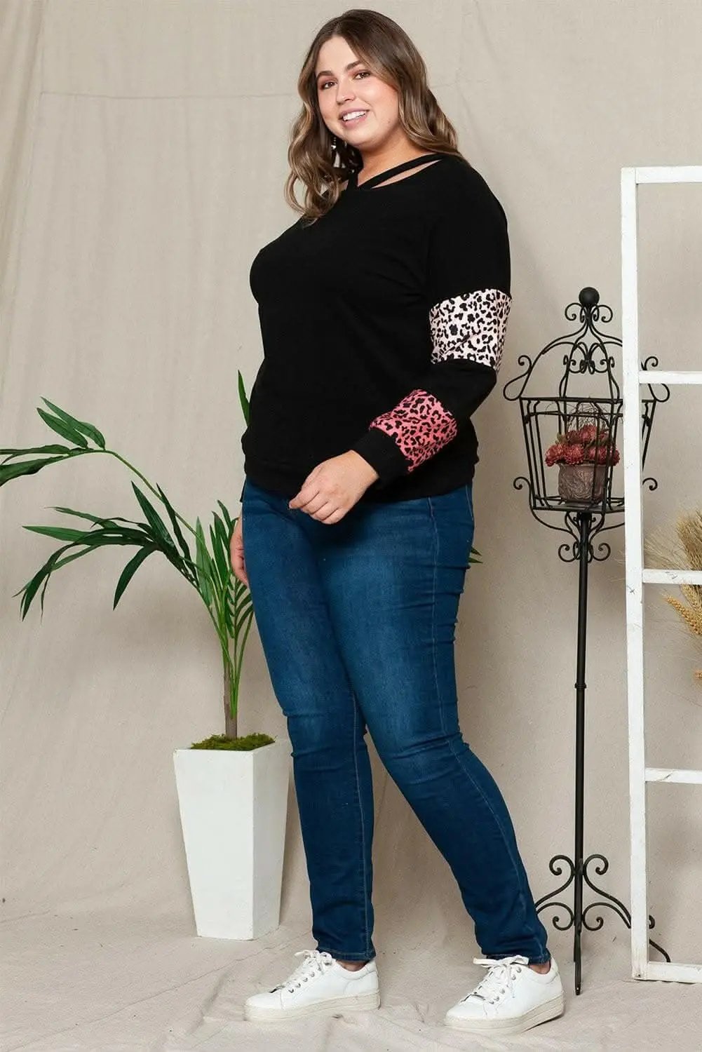 Leopard print oversized tee 1XL-4XL - Love Salve 