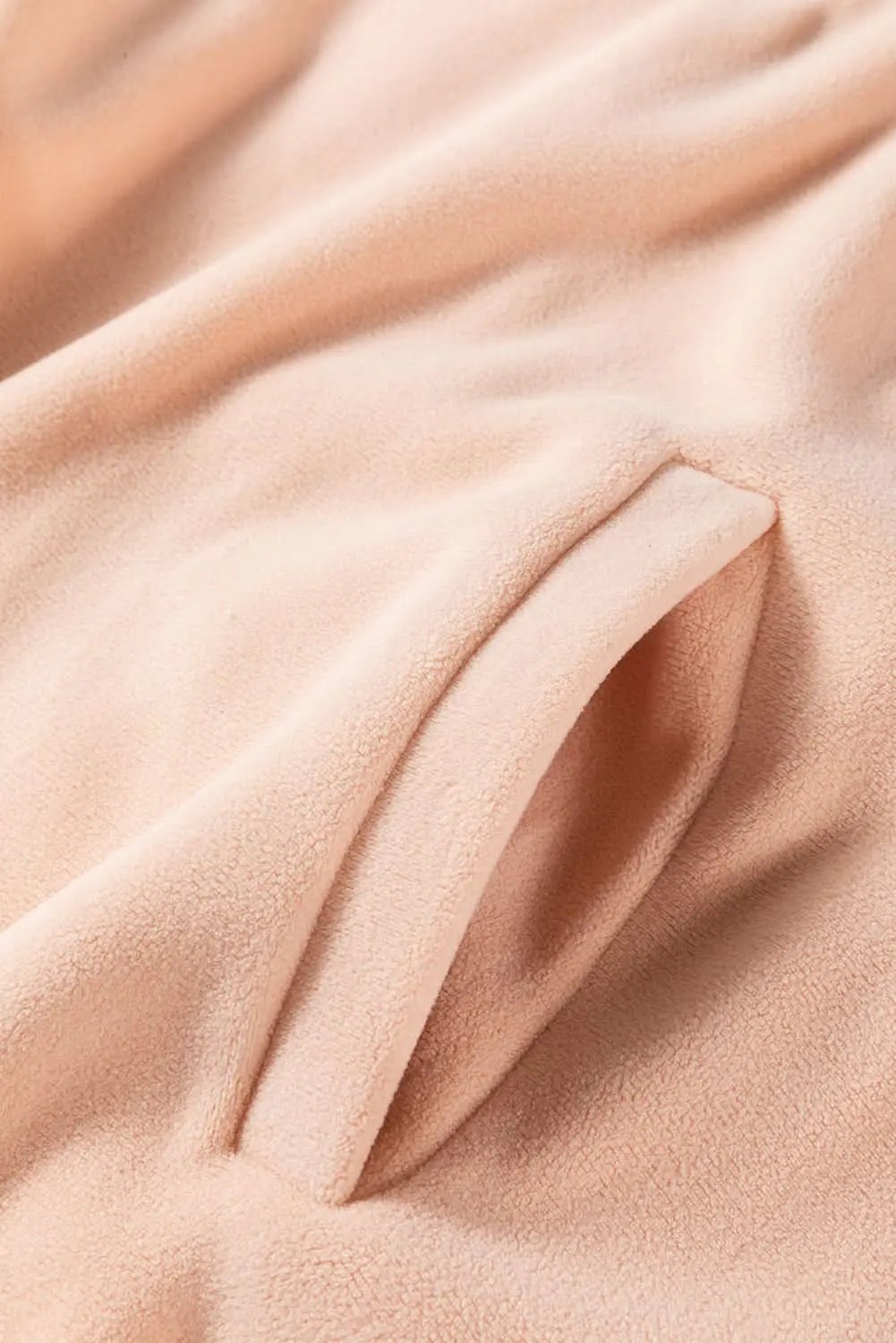 Light French Beige Colorblock Patchwork Half Zip Oversized Sherpa Hoodie - Love Salve 