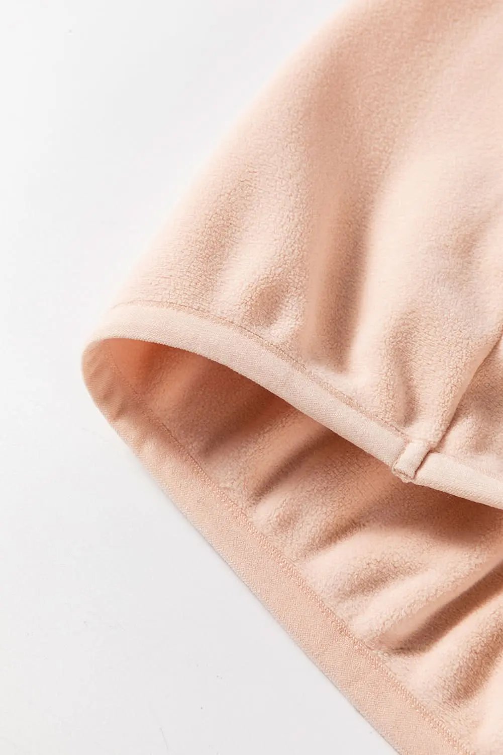 Light French Beige Colorblock Patchwork Half Zip Oversized Sherpa Hoodie - Love Salve 