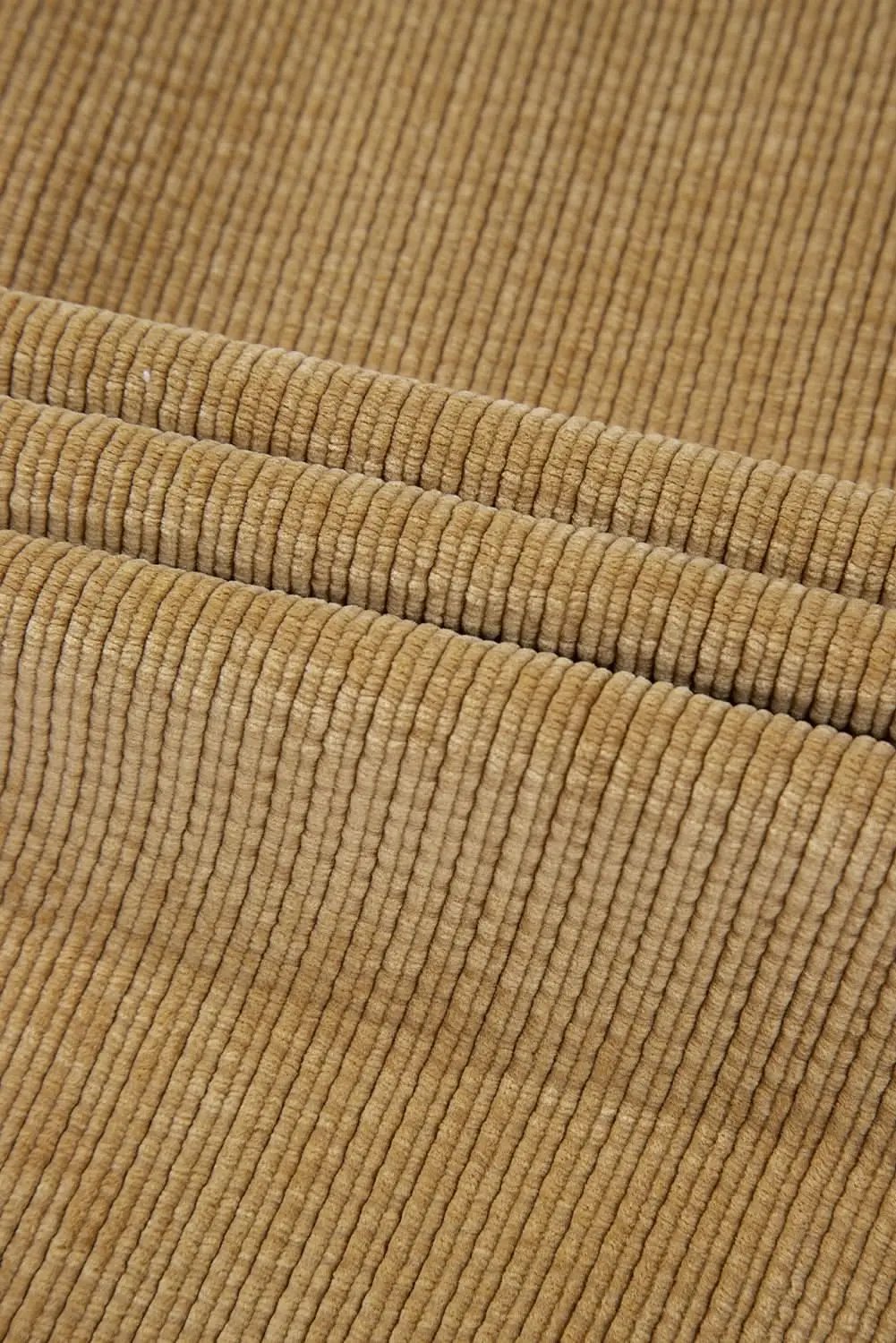 Light French Beige Patched Pocket Button Up Corduroy Shacket - Love Salve 