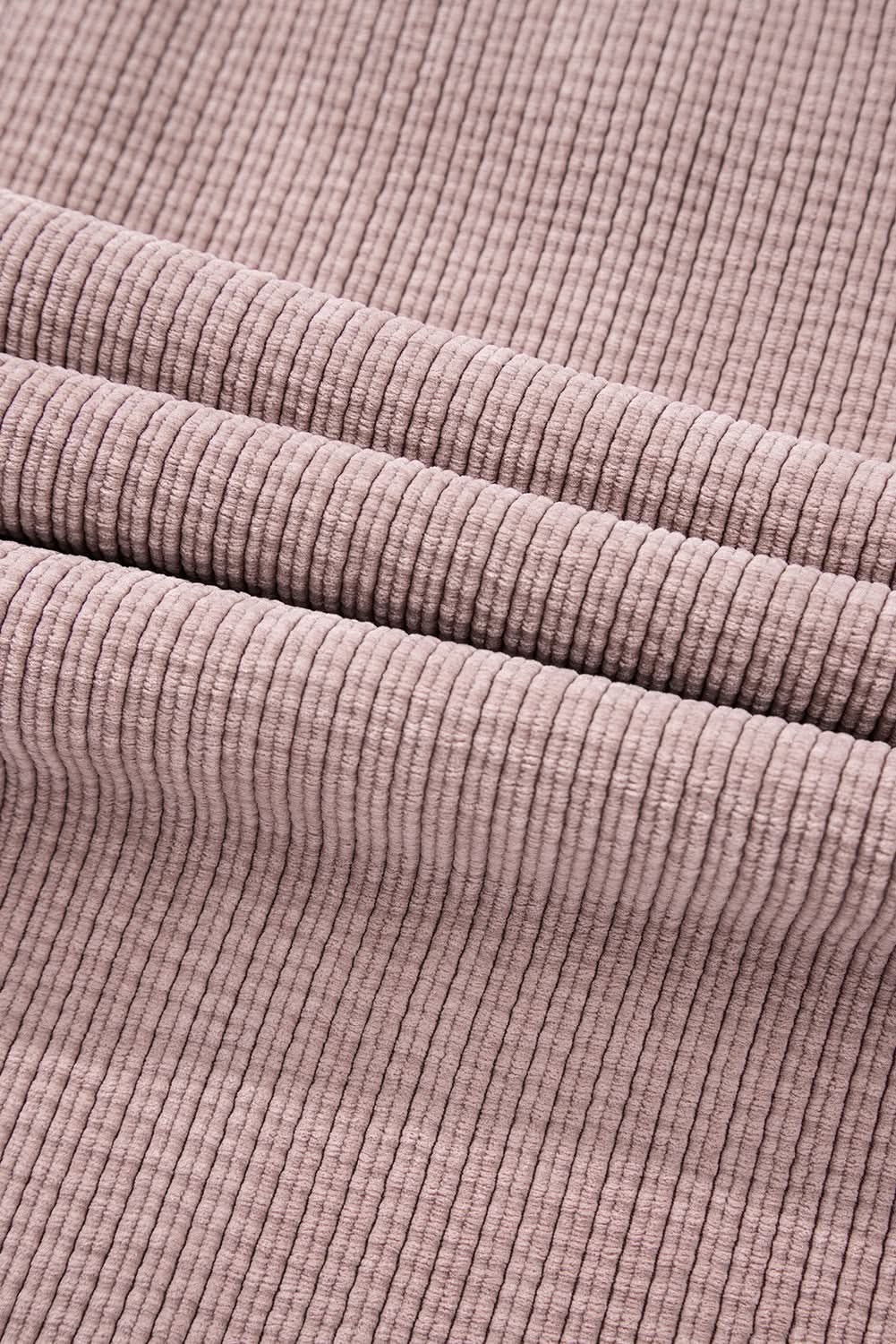 Light Pink Corduroy Flap Pocket Button Up Shacket - Love Salve 