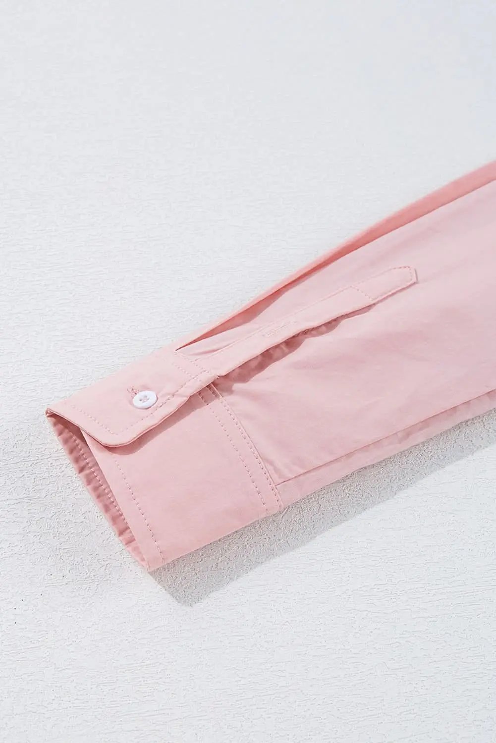 Light Pink Pleated Button-Up Loose Fit Casual Shirt - Love Salve 