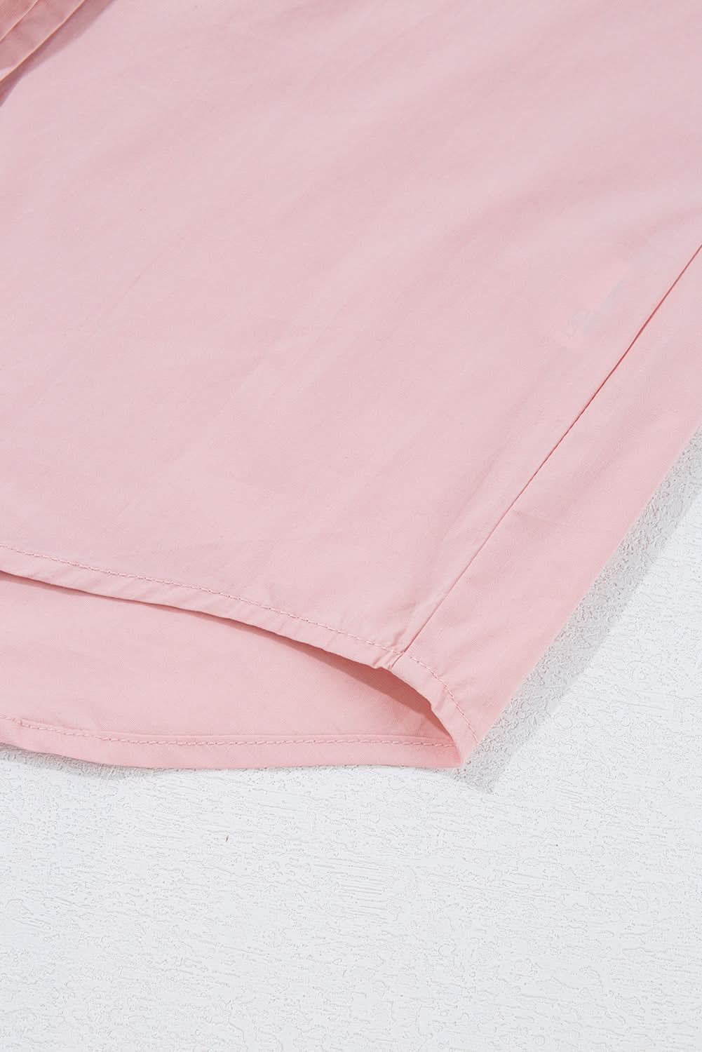 Light Pink Pleated Button-Up Loose Fit Casual Shirt - Love Salve 