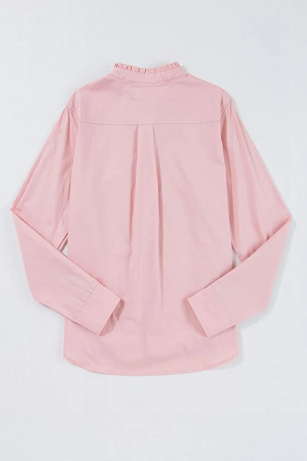 Light Pink Pleated Button-Up Loose Fit Casual Shirt - Love Salve 