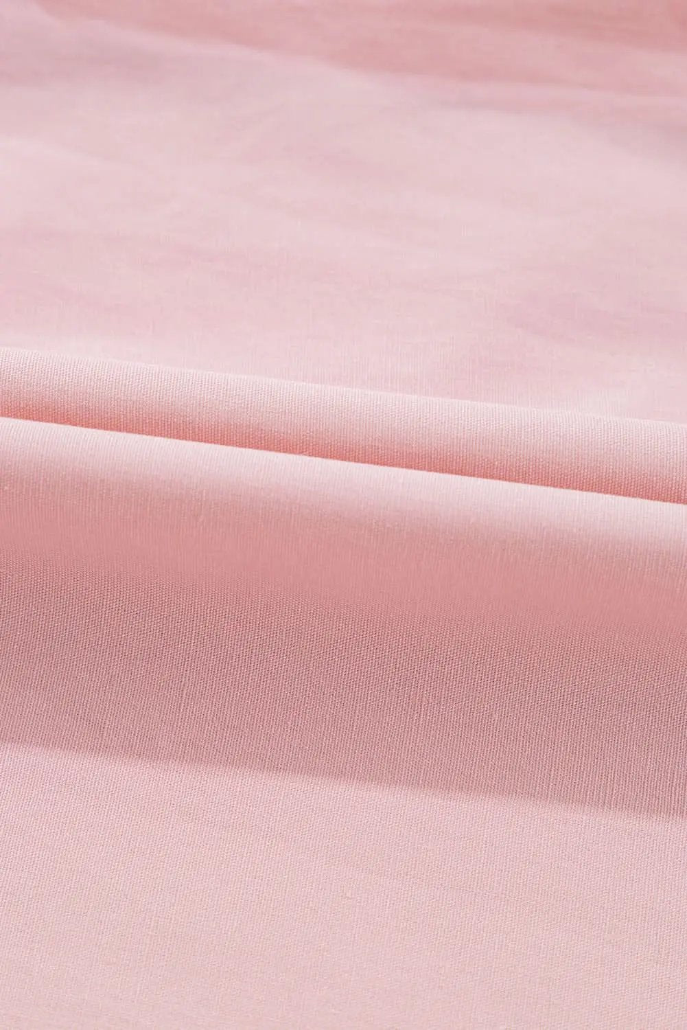 Light Pink Pleated Button-Up Loose Fit Casual Shirt - Love Salve 