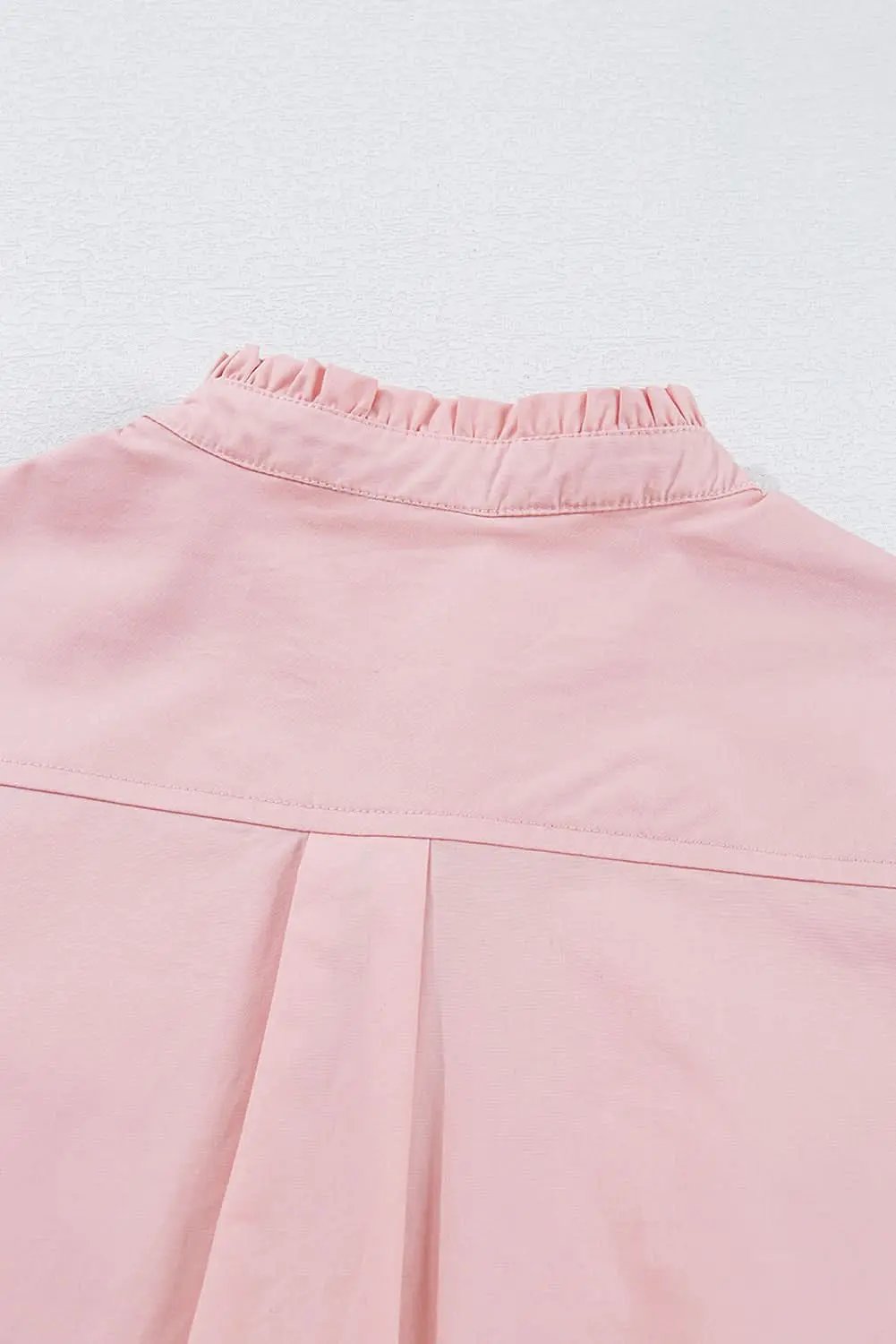 Light Pink Pleated Button-Up Loose Fit Casual Shirt - Love Salve 