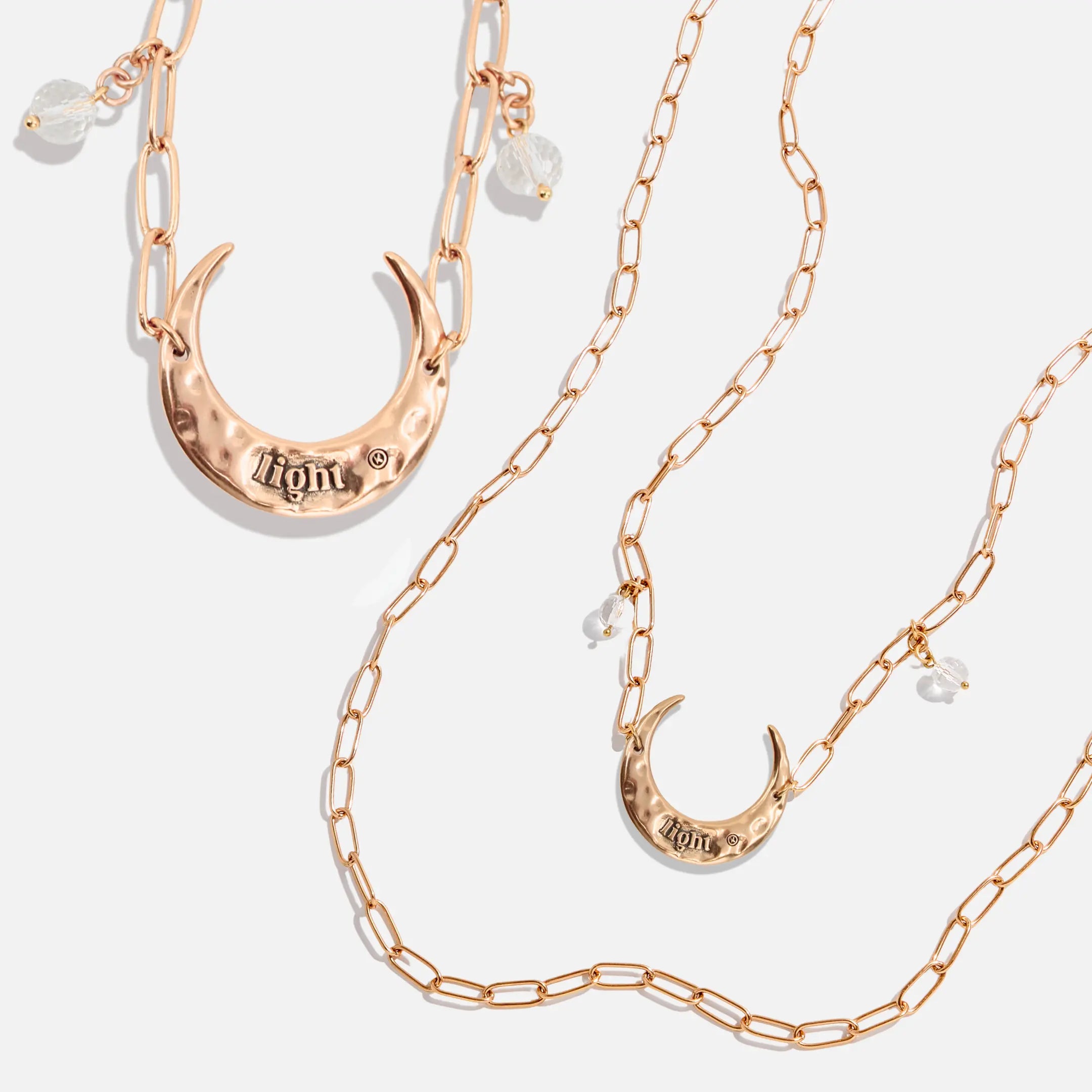 Light Crescent Moon Long Chain Necklace Katia Designs