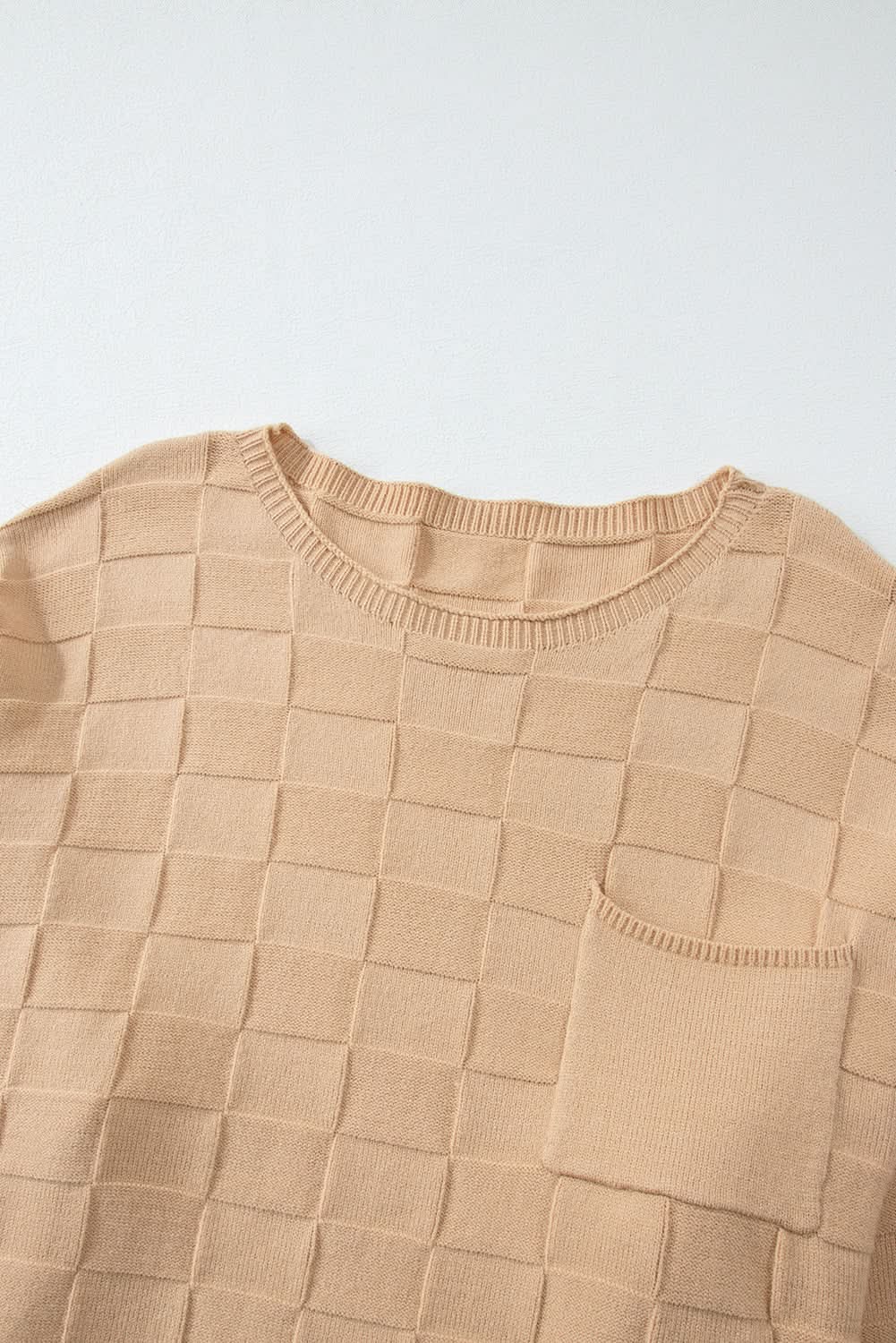 Light beige plus size knit sweater 