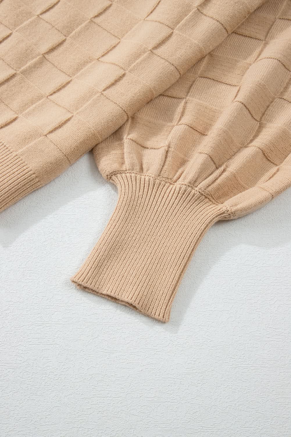 Light beige plus size knit sweater 